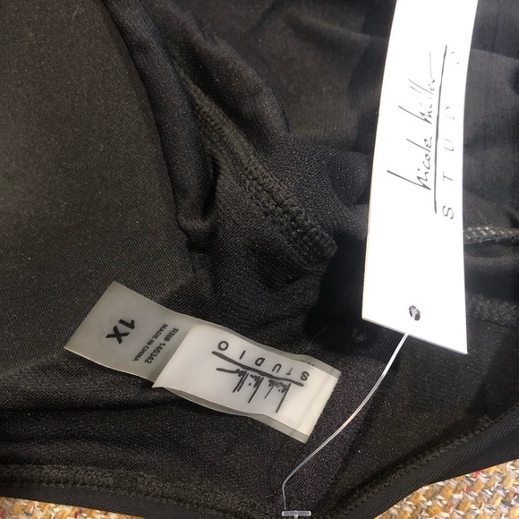 NICOLE MILLER Black Halter Neck Cut Out Skirted Black Swimsuit Sz 1X NWT - Picture 13 of 17